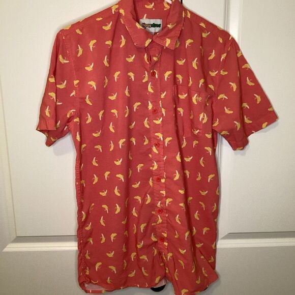 Mens Tipsy Elves Pink Banana Hawaiian short sleeved button up‎ shirt medium - Picture 1 of 3